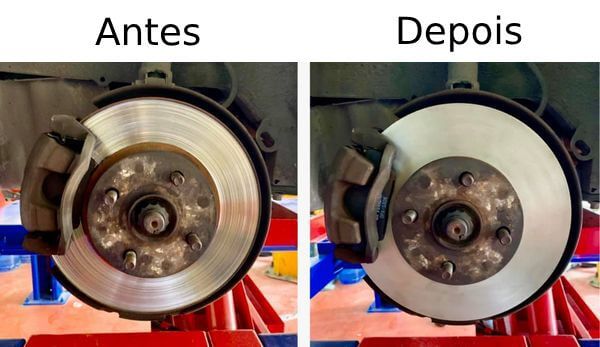 Antes e depois Rectificar discos de travão, Funchal ilha da Madeira